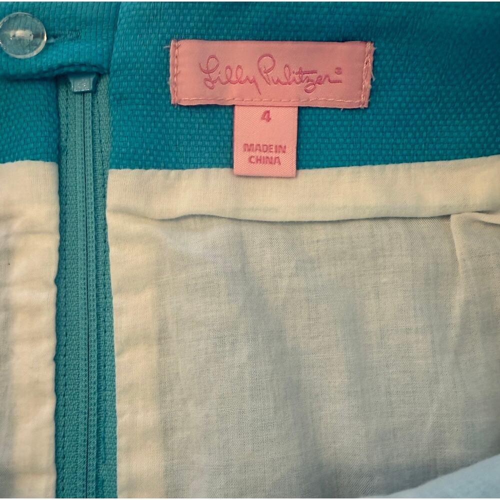 Lilly Pulitzer NWT | turquoise Roslyn mini skirt orange coral detail | size 4 - Picture 5 of 7